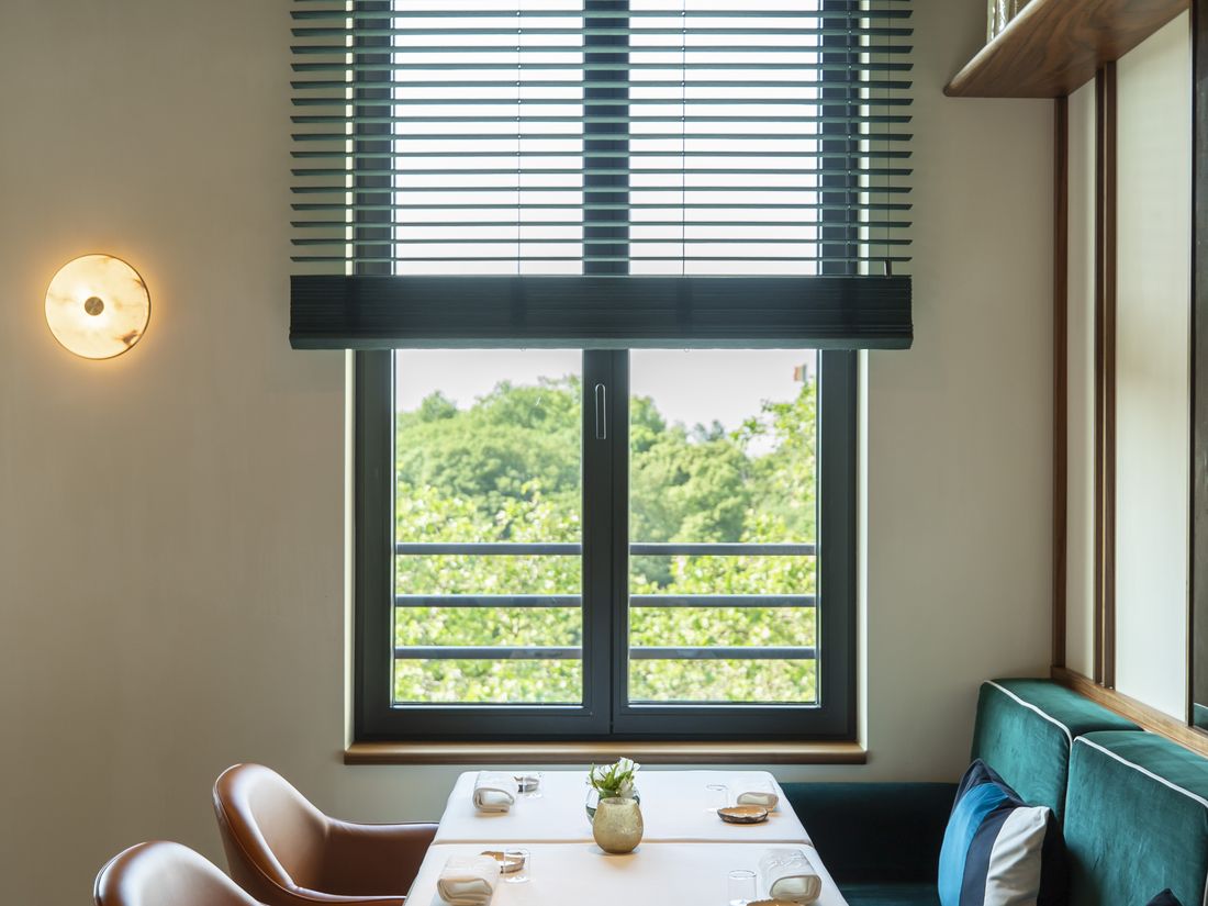 A window table at Chaga looking over the greenery